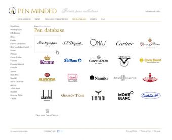 Дизайн-мает главной страницы базы ручек (производители) PenMinded